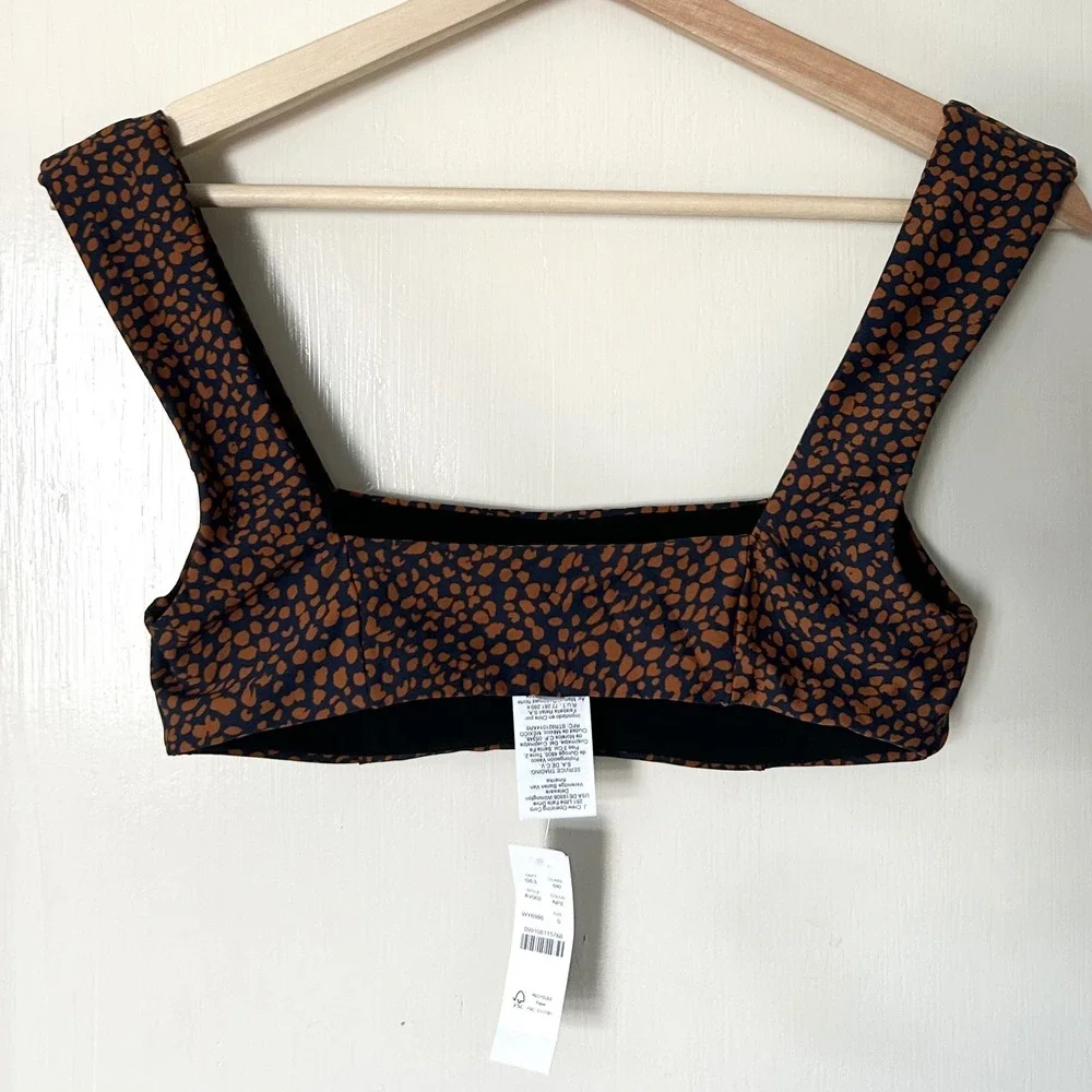NWT J. Crew‎ Square-Neck Bikini Top Spot-On Print Animal S Summer Vacation